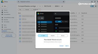 Notificação do tema escuro para Google Drive